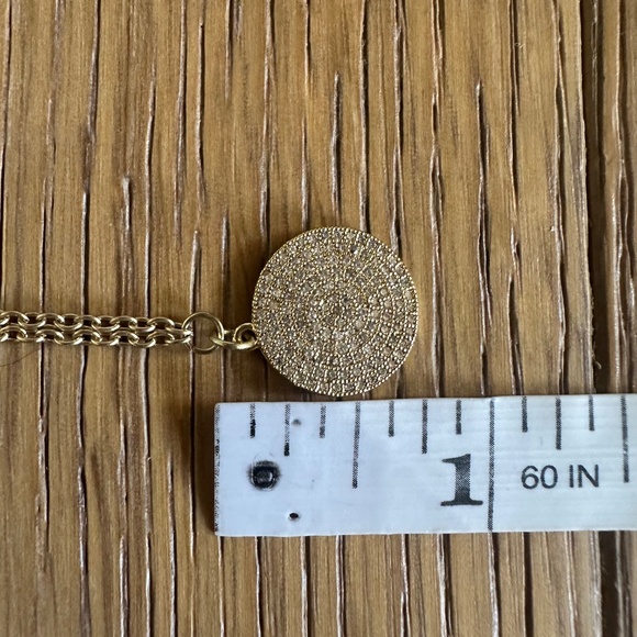 GOLD NECKLACE WITH PAVE COIN CHARM FROM CLASSIC - Picture 8 of 8